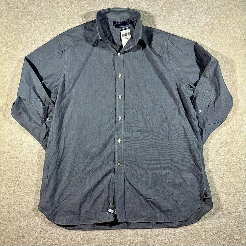 Polo Ralph Lauren Button Down Mens‎ 17.5 32/33 Black Gingham Dress Shirt